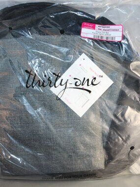 Thirty-One Stand Tall Bin Charcoal Crosshatch NIP 569A never used hamper/storage